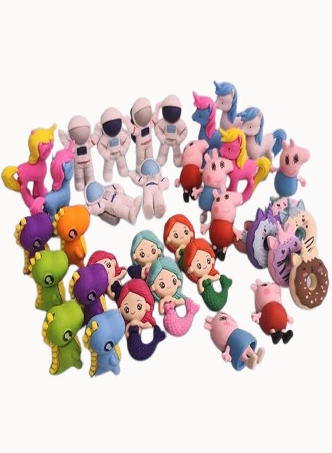 KHUSHA CREATIONS Cartoon Eraser Set for Kids - Pack of 10 | Animal Unicorn Mermaid Dinosaur and Astronaut Erasers | School Stationery for Boys & Girls | Soft Non-Toxic Collectible Pencil Erasers for Return Gifts - Image 1